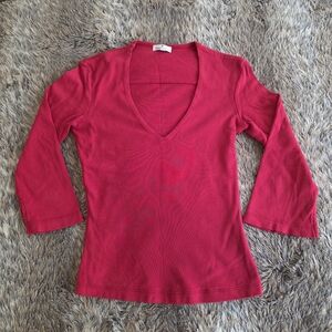 James Perse Red V-neck Top Size 1